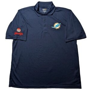 MIAMI DOLPHINS x‎ WENDY'S BURGERS Men XL Blue Core365 Polo Shirt